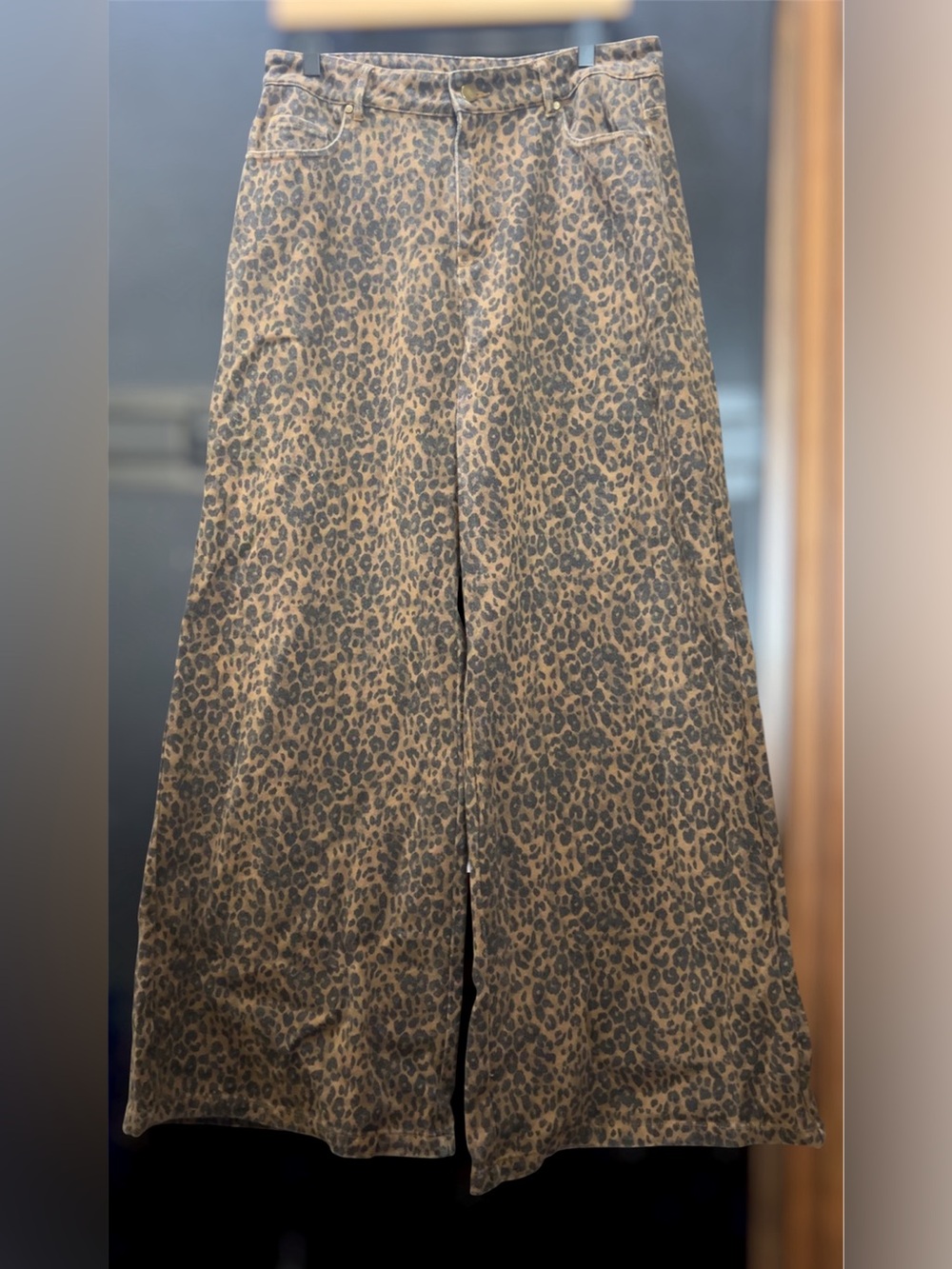 SSYS The Label Leopard Print Wide Leg Palazzo Pants Size 28 Boho Festival - Picture 2 of 5